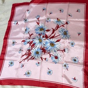 Vintage Scarf: Rose, Red, Blue & White.